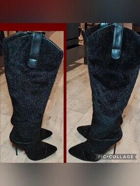 🔥Y2K 12x12 LOS ANGELES SHAGGY TINSEL FAUX FUR SLOUCH BOOTS🔥